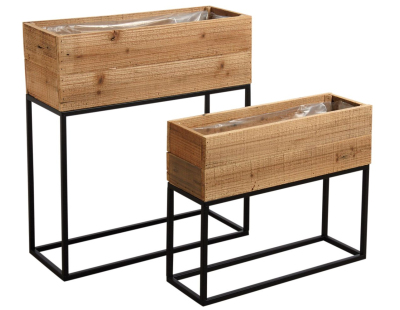Jardinières hautes en bois recyclé Lofty (Lot de 2)