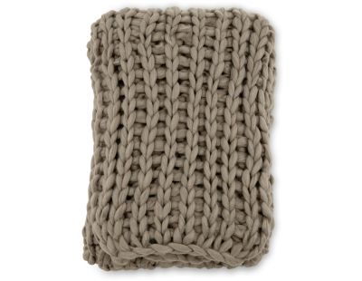 Jeté de canapé grosse maille en polyester Kate 170 x 130 cm (Marron)