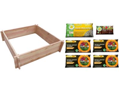 Kit carré potager avec terreau et paillage