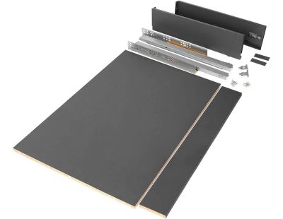 Kit tiroir anthracite pour cuisine et salle de bain Vertex (Module de 90 cm - Hauteur de 9.3 cm)