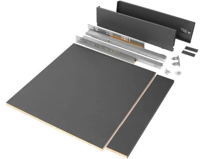 Kit tiroir anthracite pour cuisine et salle de bain Vertex (Module de 60 cm - Hauteur de 9.3 cm)