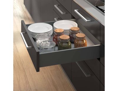 Kit tiroir anthracite pour cuisine et salle de bain Vertex (Module de 60 cm - Hauteur de 9.3 cm)