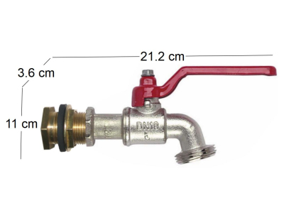 Kit traversée de cuve avec robinet 1/4 tour 