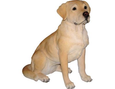 Labrador assis en résine 54 cm (Doré)