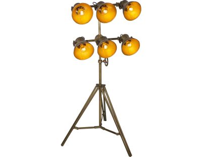Lampadaire industrielle 6 abat-jour sur pied en laiton