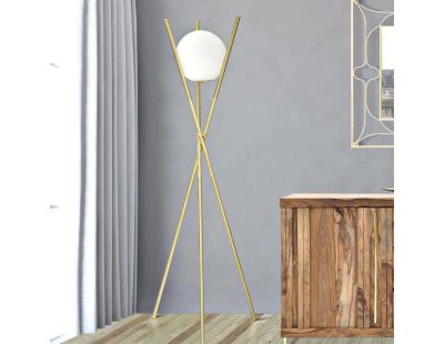 Lampadaire trépied en métal doré Glamy 55 x 155 cm