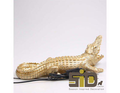Lampe animal doré en résine (Crocodile)