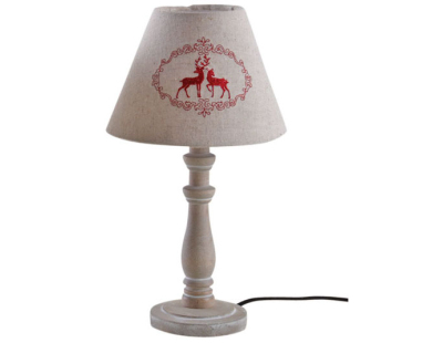 Lampe en bois et brodés de cerfs