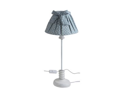 Lampe en bois et coton à pois (Bleu)