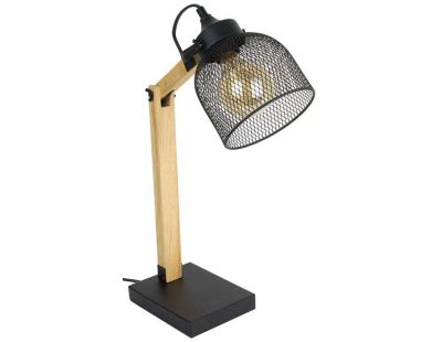 Lampe de bureau style industriel métal et bois (Noir)