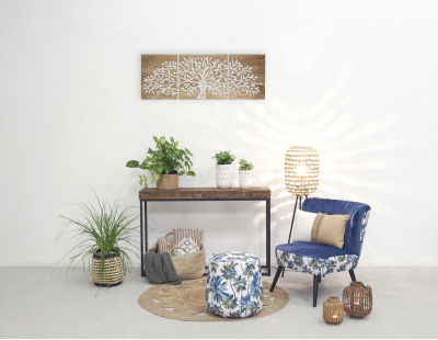 Lampe haute en jacinthe naturelle et métal