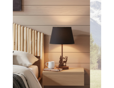 Lampe en métal Cerf avec abat-jour noir