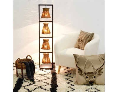 Lampe en métal et bambou naturel