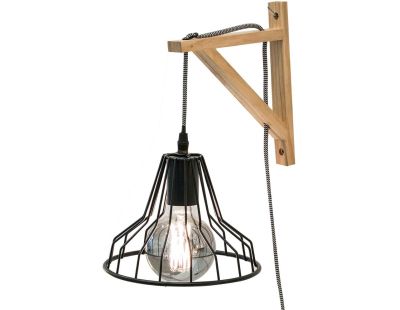 Lampe murale diamant métal et bois