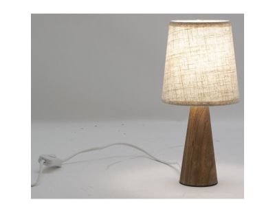 Mini lampe à pied en paulownia et abat-jour écru