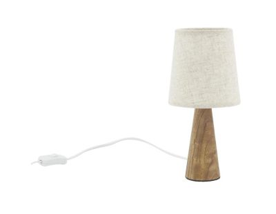 Mini lampe à pied en paulownia et abat-jour écru