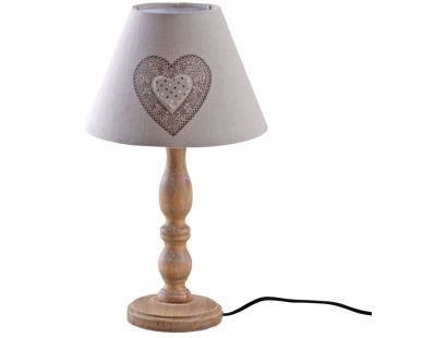 Lampe à poser en bois et coton imprimé coeur