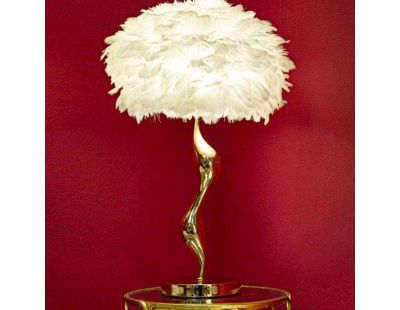 Lampe à poser en métal abat-jour plumes Slim 40 x 63 cm