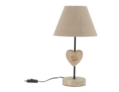 Lampe à poser en métal et bois Coeur