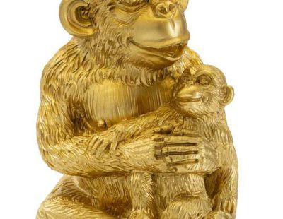 Lampe à poser en métal doré Monkey mum 30 x 49 cm