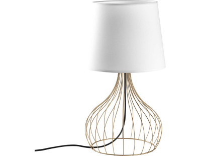Lampe à poser en métal et tissu Telıs (Doré, Blanc)