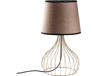 Lampe à poser en métal et tissu Telıs (Doré, Marron clair)