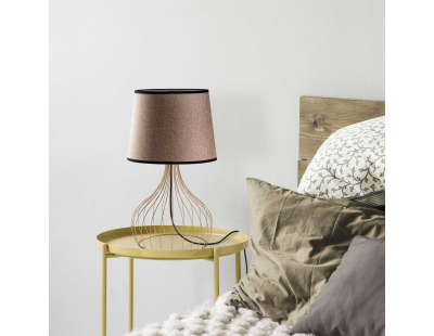Lampe à poser en métal et tissu Telıs (Doré, Marron clair)
