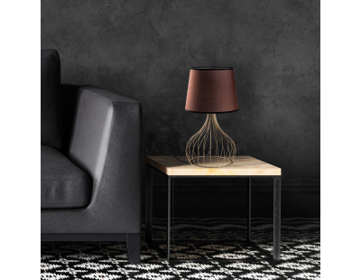 Lampe à poser en métal et tissu Telıs (Doré, Marron)