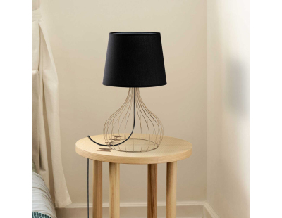 Lampe à poser en métal et tissu Telıs (Doré, Noir)
