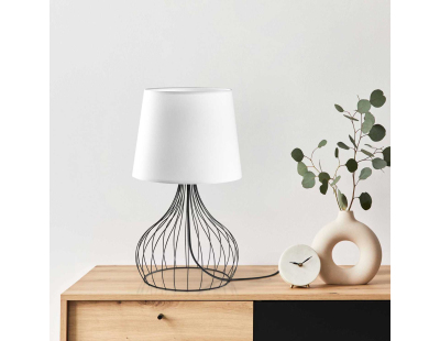 Lampe à poser en métal et tissu Telıs (Noir, Blanc)