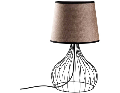 Lampe à poser en métal et tissu Telıs (Noir, Marron clair)