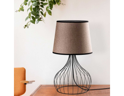 Lampe à poser en métal et tissu Telıs (Noir, Marron clair)