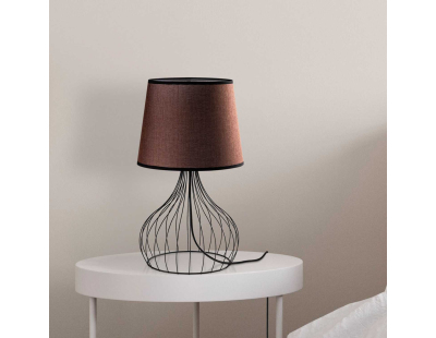 Lampe à poser en métal et tissu Telıs (Noir, Marron)