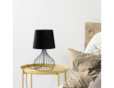 Lampe à poser en métal et tissu Telıs (Noir)