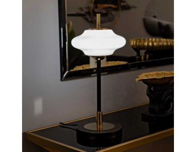 Lampe à poser en métal et verre 22 x 46 cm Vintage