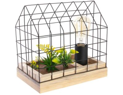 Lampe à poser avec plante artificielle en cage