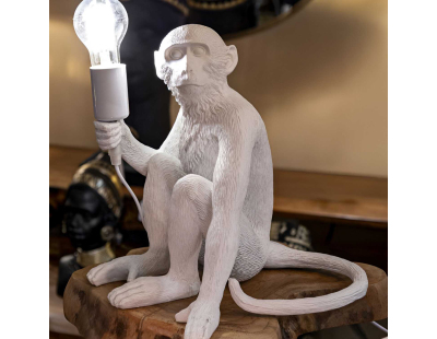 Lampe à poser en polyrésine Monkey 33 x 33 x 32 cm (Blanc)