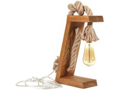 Lampe à poser en sapin et jute Kitt