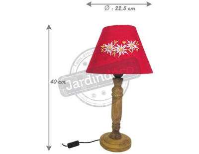 Lampe rouge en bois Edelweiss