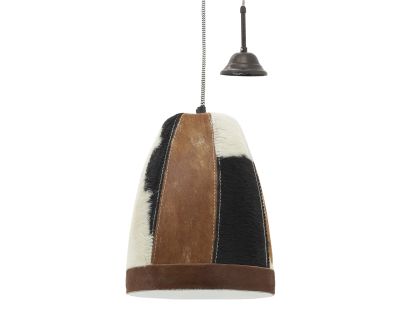 Lampe suspension en peau de vache et métal (Diamètre 21cm)