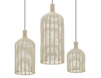 Grand abat-jour en corde (Beige et blanc)