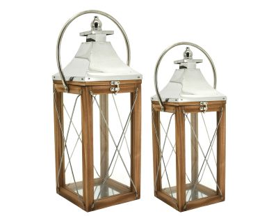 Lanternes en bois et métal (Lot de 2)