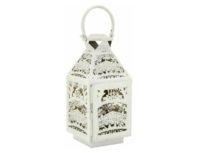 Lanterne carrée en métal blanc
