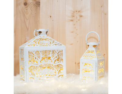 Lanterne carrée en métal blanc