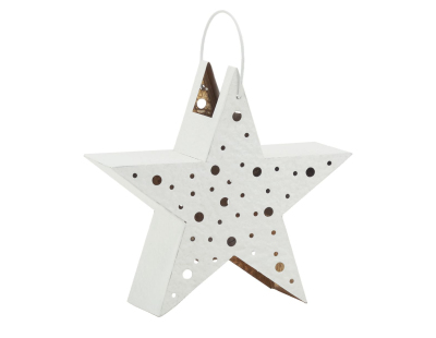 Lanterne étoile métal blanc