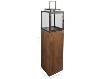 Lanterne de jardin en bois et métal