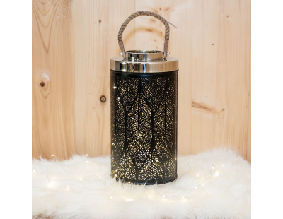 Lanterne en métal et corde Feuilles