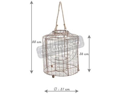 Lanterne en métal cuivré grillagé