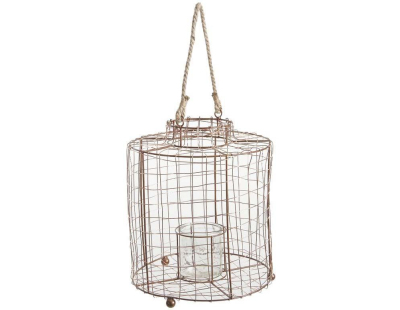 Lanterne en métal cuivré grillagé