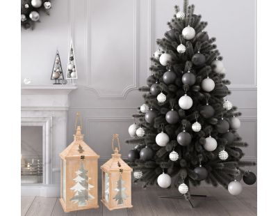 Lanterne en pin et métal Sapin (Lot de 2)